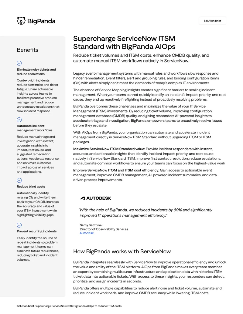 Integrating BigPanda AIOps with ServiceNow