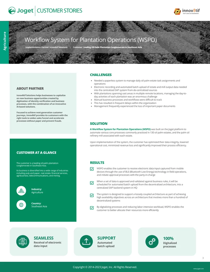 Workflow System for Plantation Operations Implementation