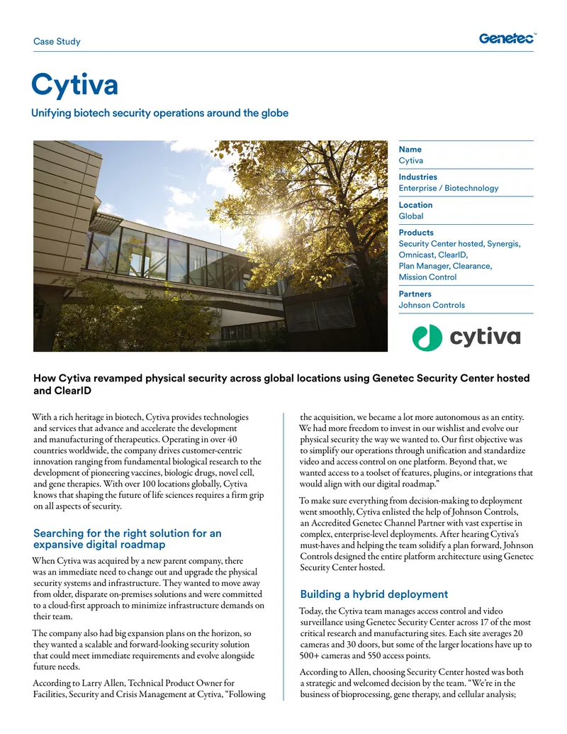 Cytiva's Global Physical Security Revamp Case Study