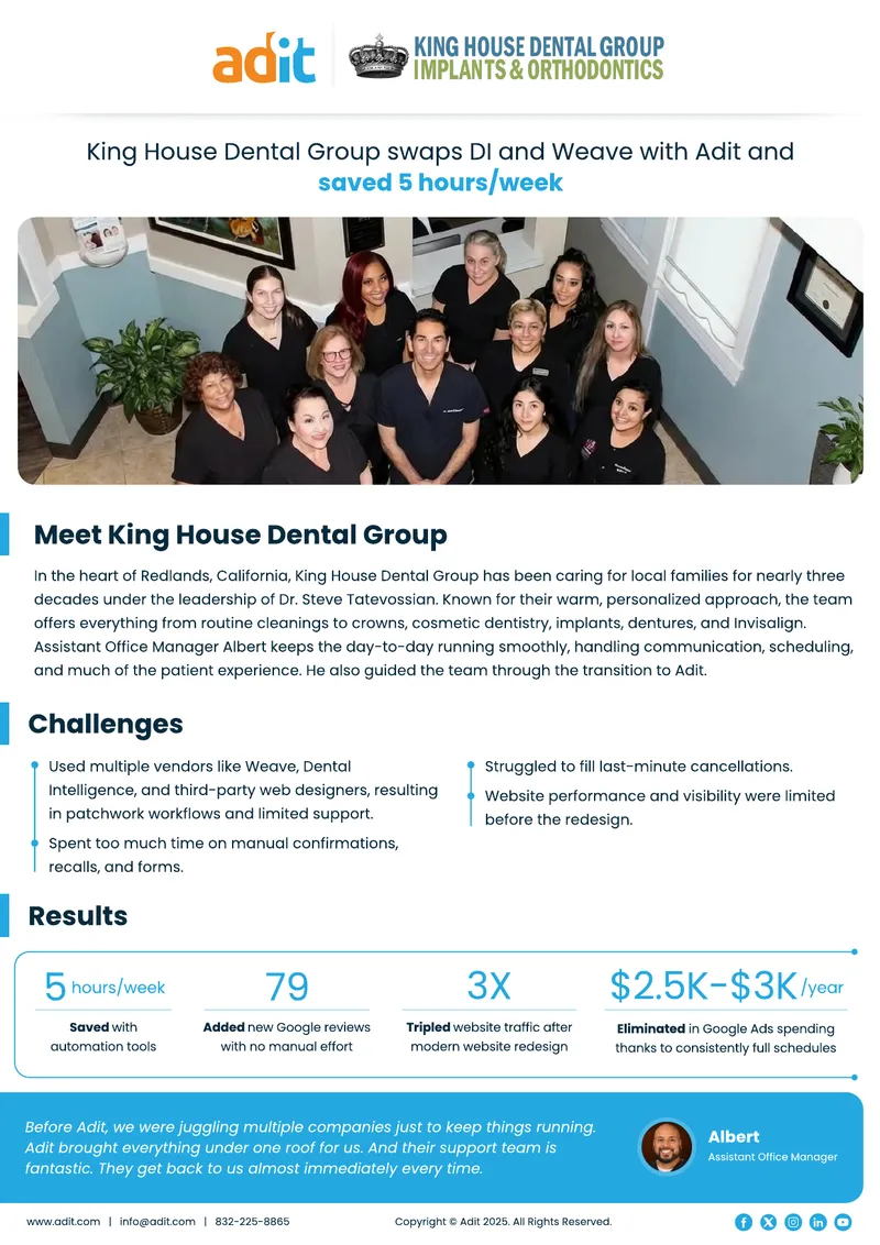 King House Dental Group Transition to Adit