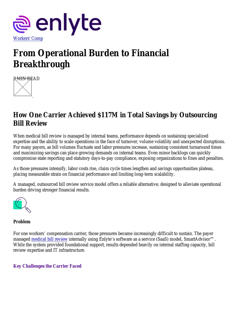 Workers' Compensation Bill Review Outsourcing Case Study