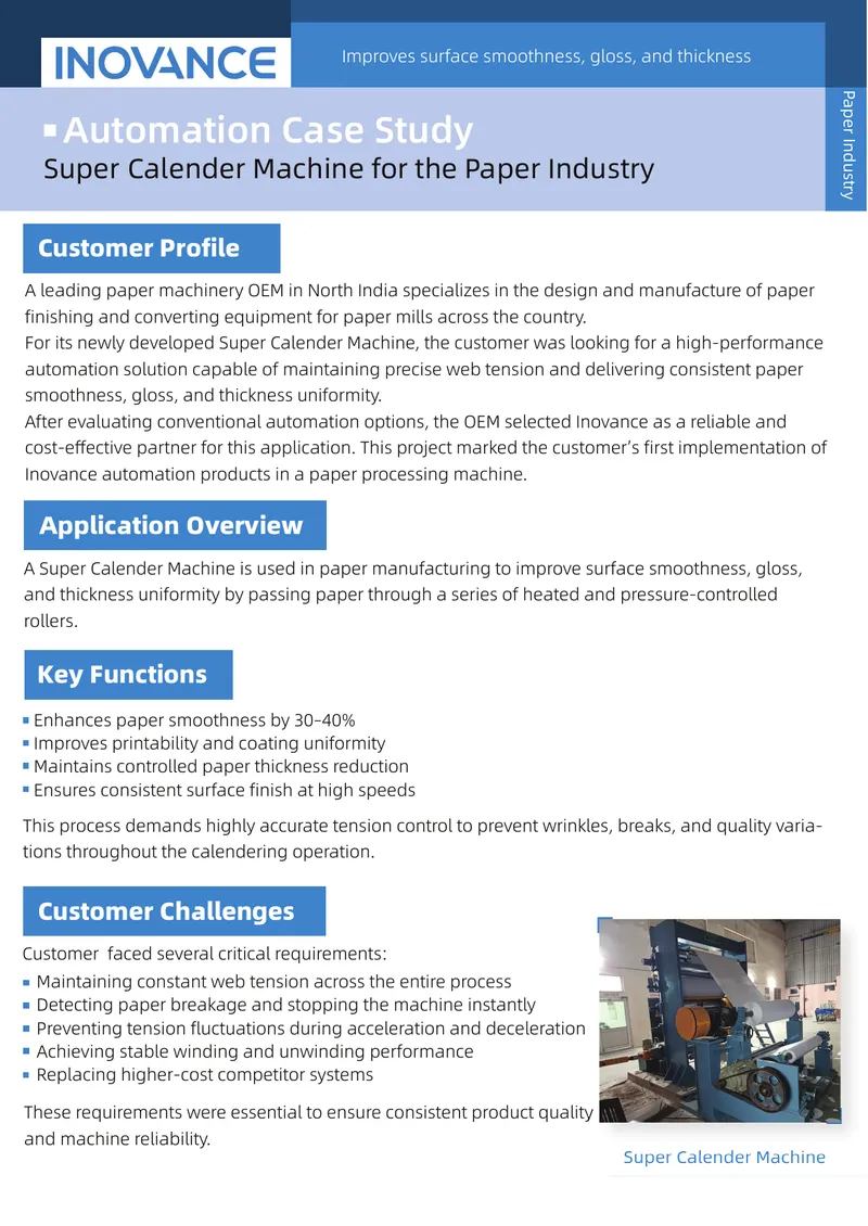 Super Calender Machine Automation Case Study