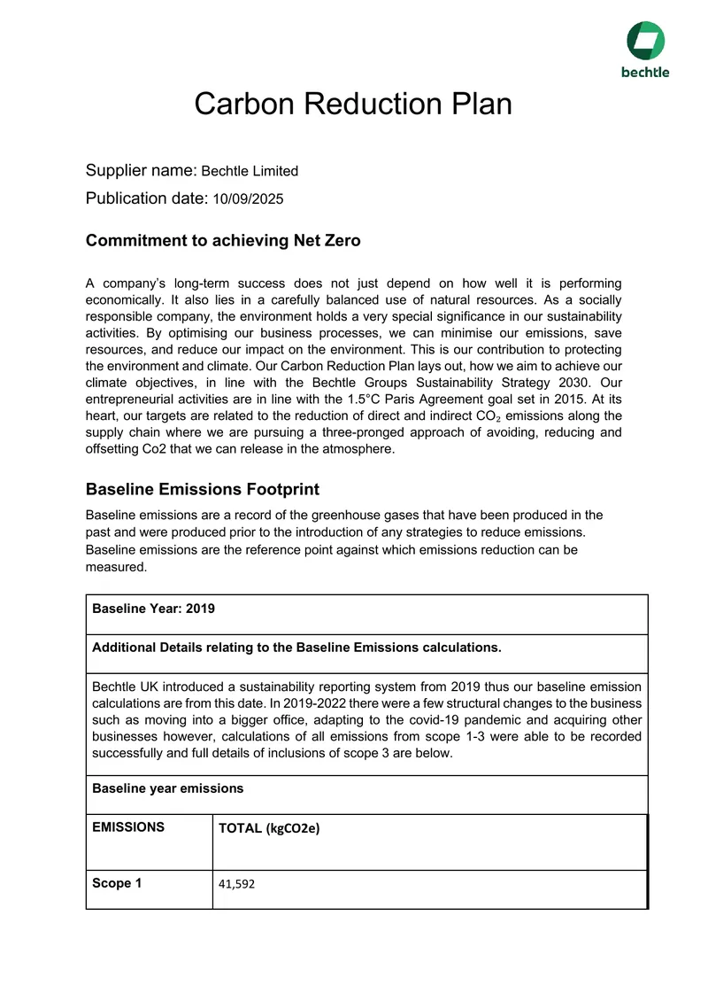 Carbon Reduction Plan for Bechtle Limited
