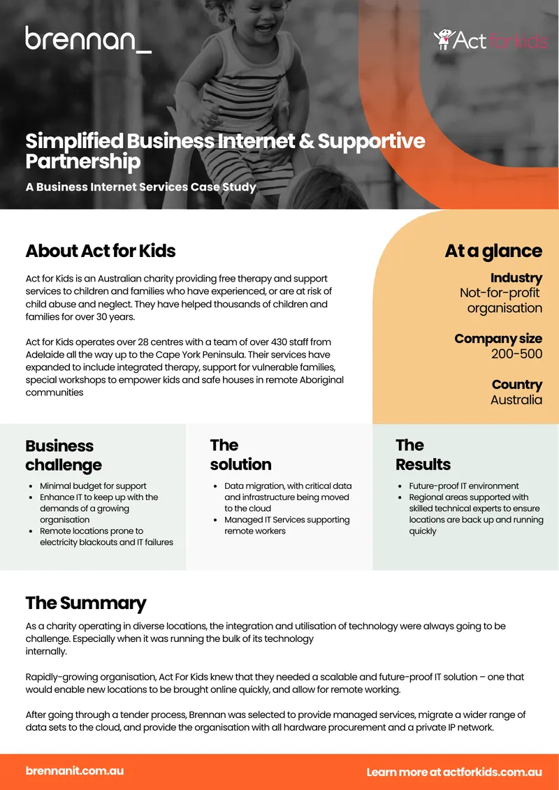 Business Internet Services Case Study for Act for Kids