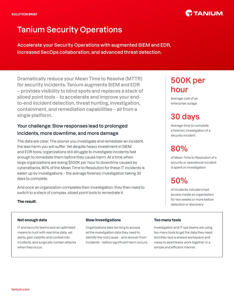 Tanium Security Operations Solution Brief