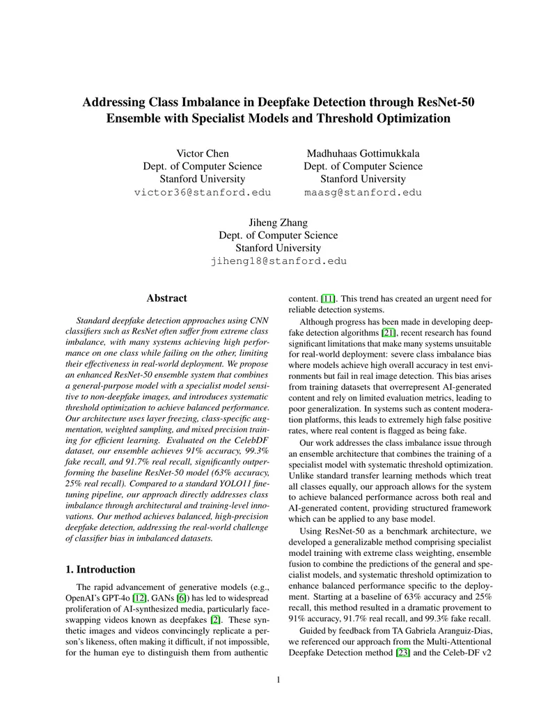 Addressing Class Imbalance in Deepfake Detection