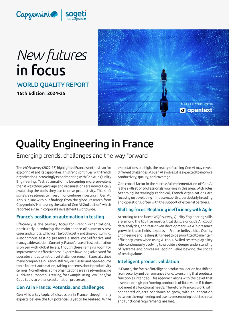 Quality Engineering Trends and Challenges in France