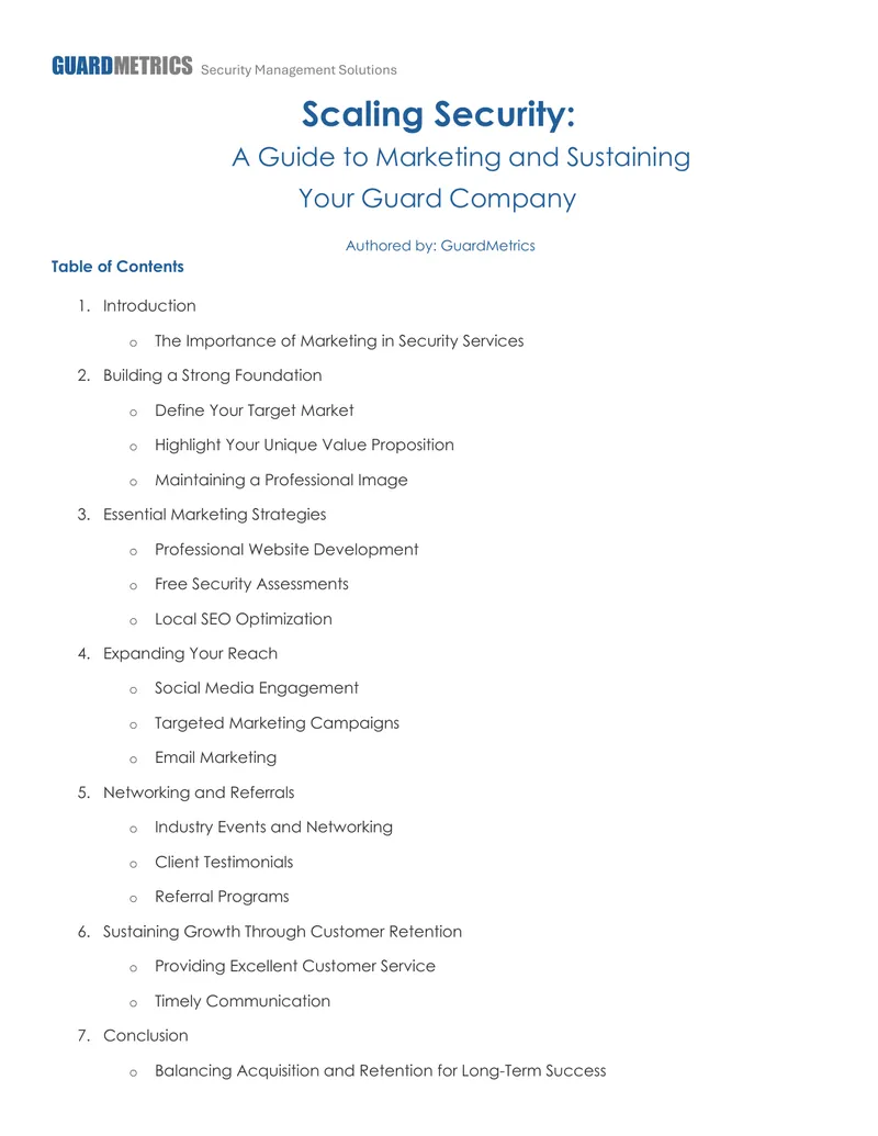 Marketing Strategies for Security Management Companies