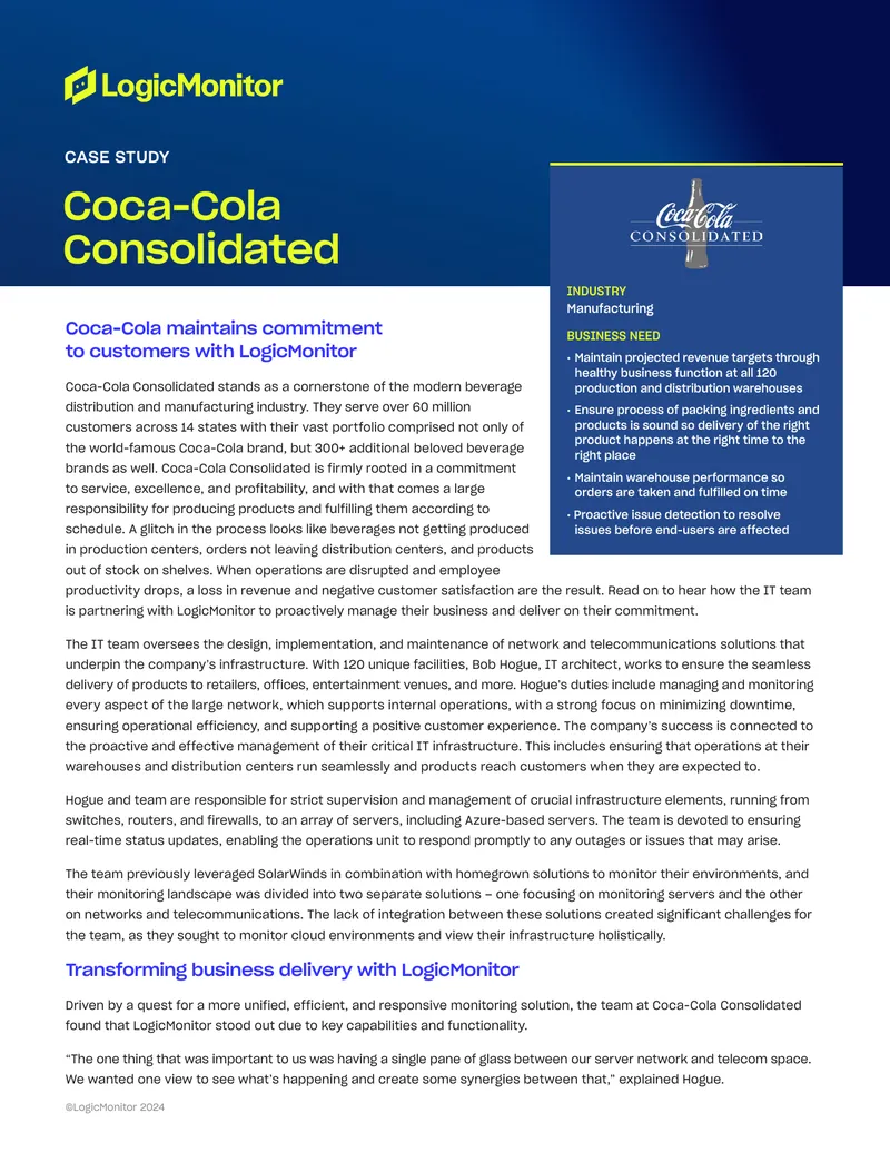 Coca-Cola Consolidated IT Infrastructure Management Case Study