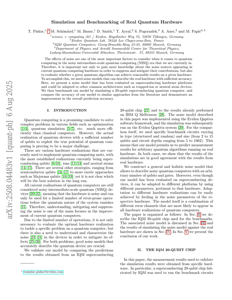 Simulation and Benchmarking of Real Quantum Hardware