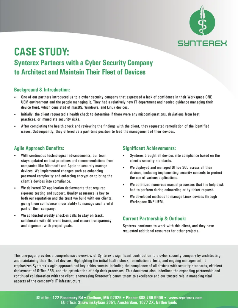Synterex Partnership with Cyber Security Company Case Study