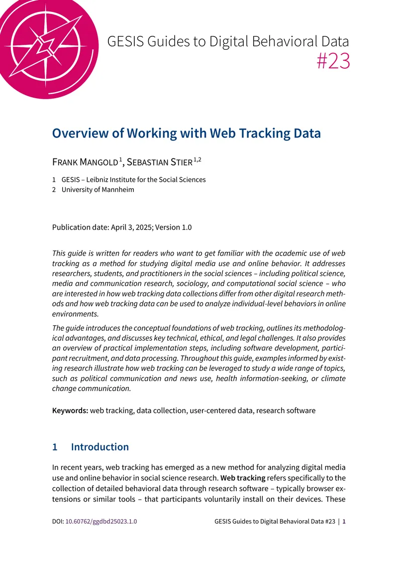 Guide to Academic Use of Web Tracking Data
