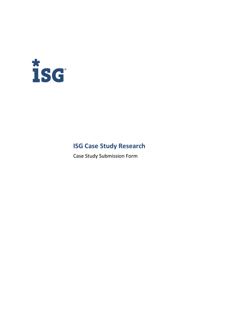 ISG Case Study Research Submission Framework