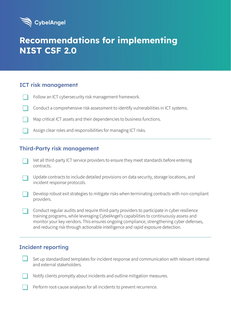 Recommendations for Implementing NIST CSF 2.0