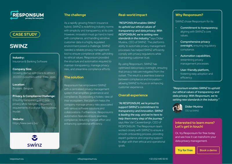 SWINZ Case Study on Privacy Management Solutions