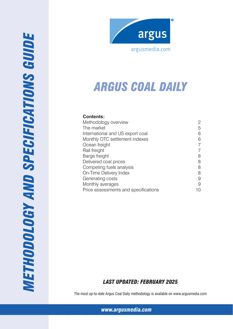 Argus Coal Daily Methodology and Specifications Guide