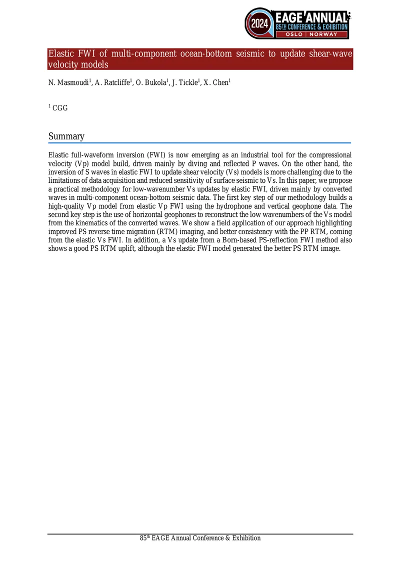 Elastic Full-Waveform Inversion Methodology for Shear-Wave Velocity Models