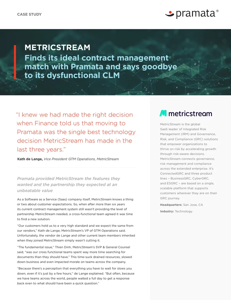 MetricStream Contract Management Case Study