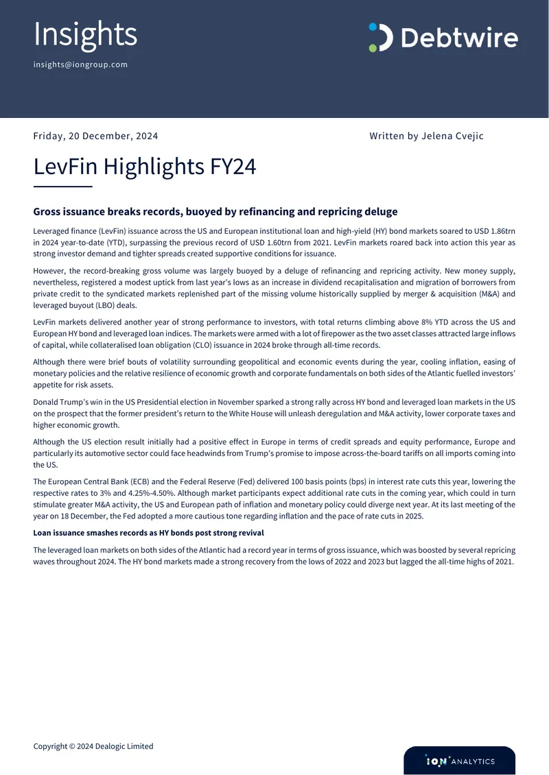 Leveraged Finance Market Highlights for FY24