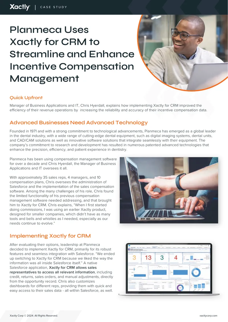 Planmeca Case Study on Xactly for CRM Implementation