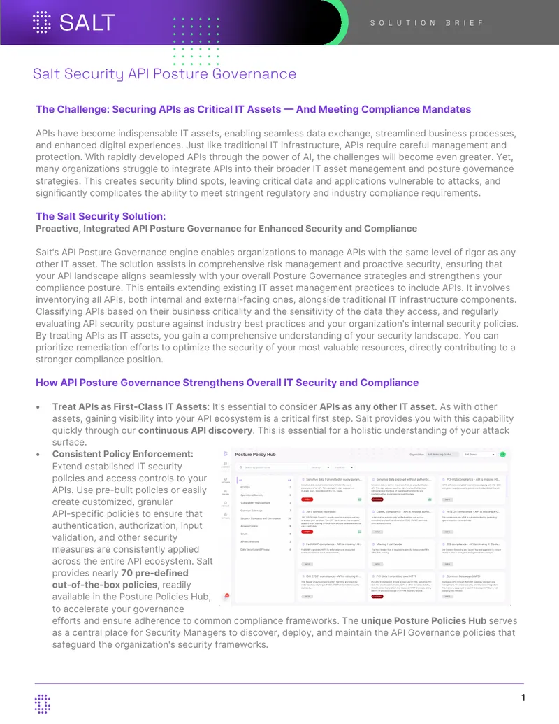 API Posture Governance for Security and Compliance
