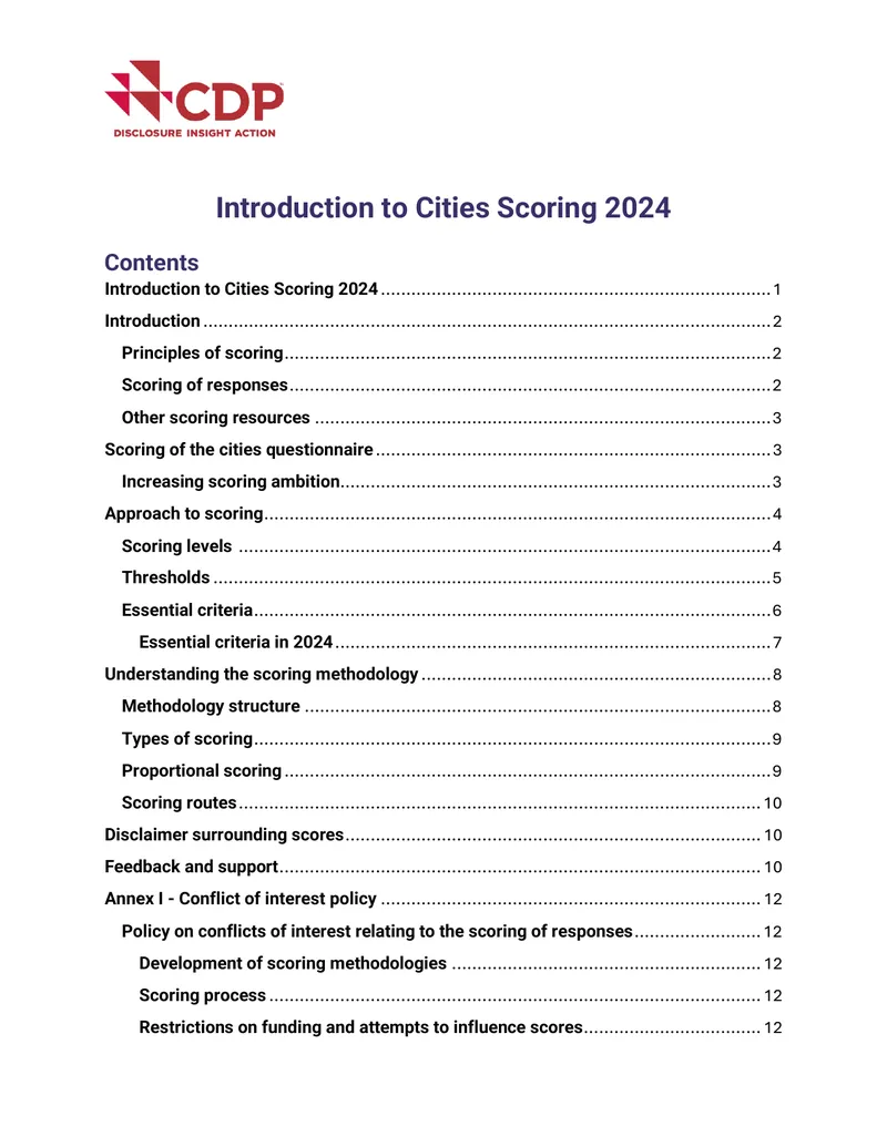 Cities Scoring Methodology for 2024