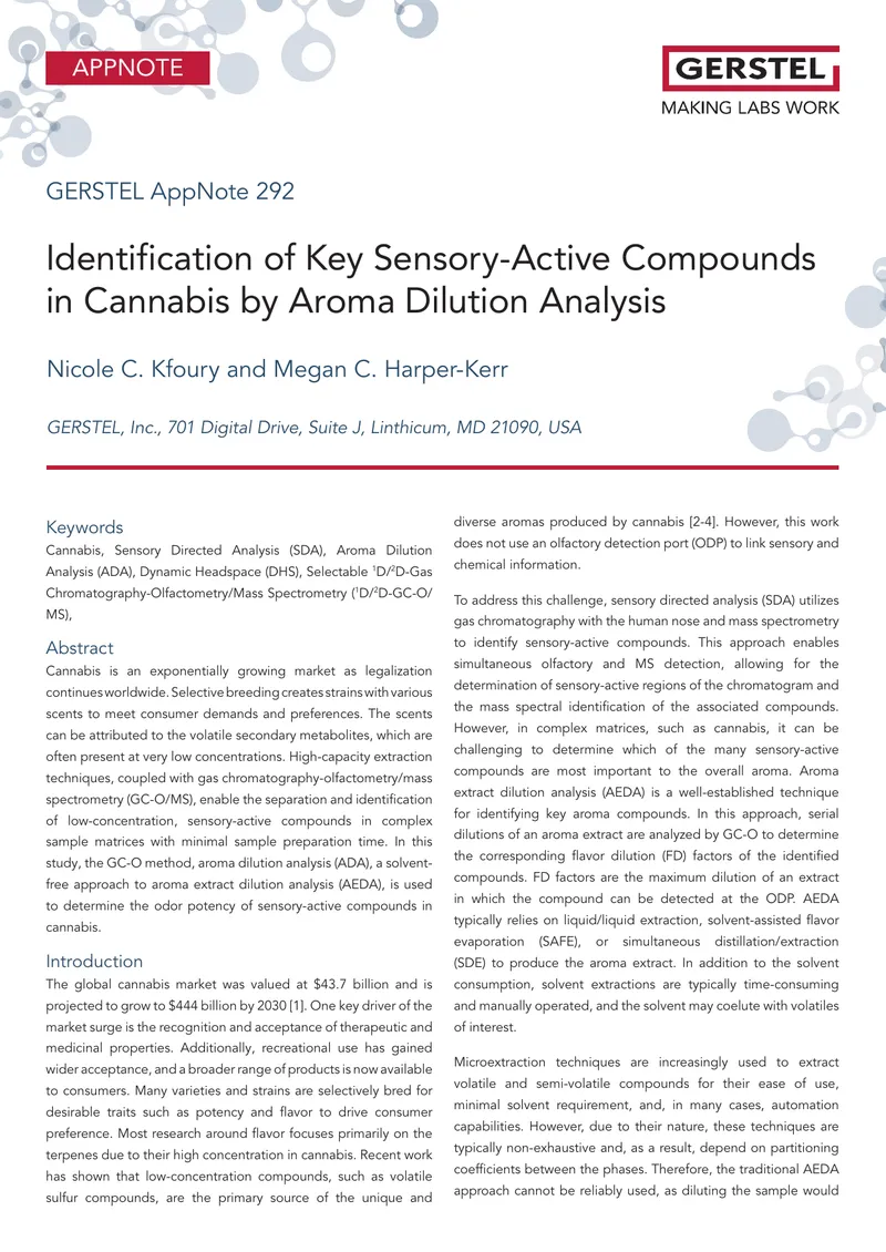 Identification of Sensory-Active Compounds in Cannabis