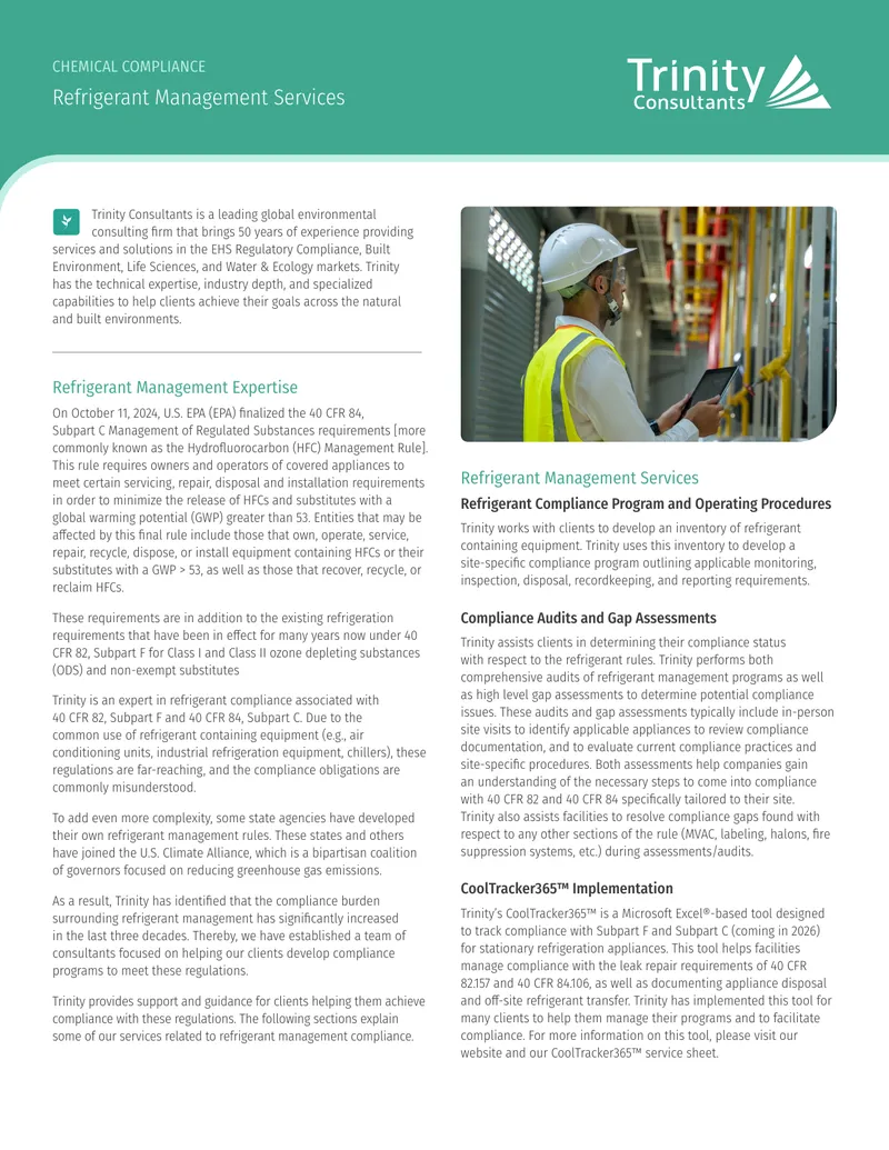 Refrigerant Management Compliance Services Overview
