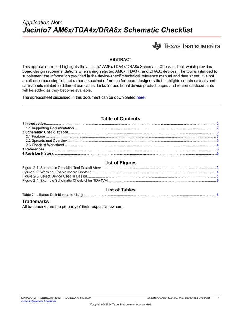 Jacinto7 AM6x/TDA4x/DRA8x Schematic Checklist Tool