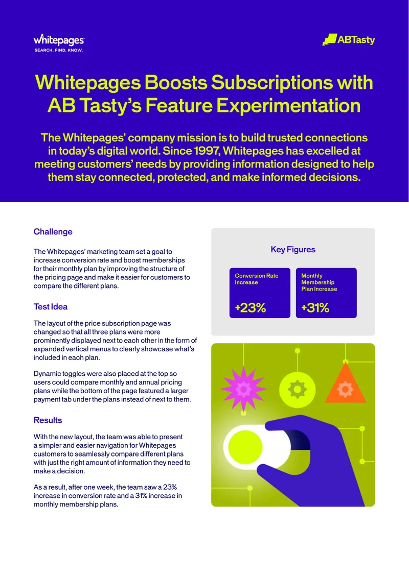 Whitepages Pricing Page Experimentation Results