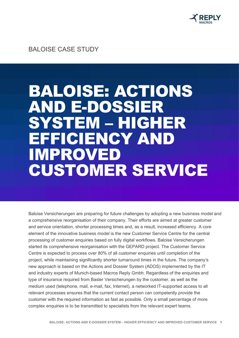 Baloise Actions and E-Dossier System Case Study