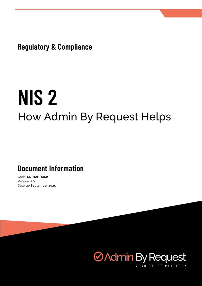 NIS2 Compliance Support Using Admin By Request
