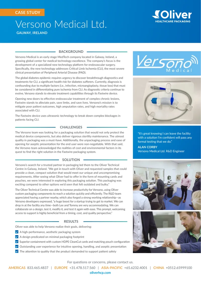 Versono Medical Packaging Solution Case Study