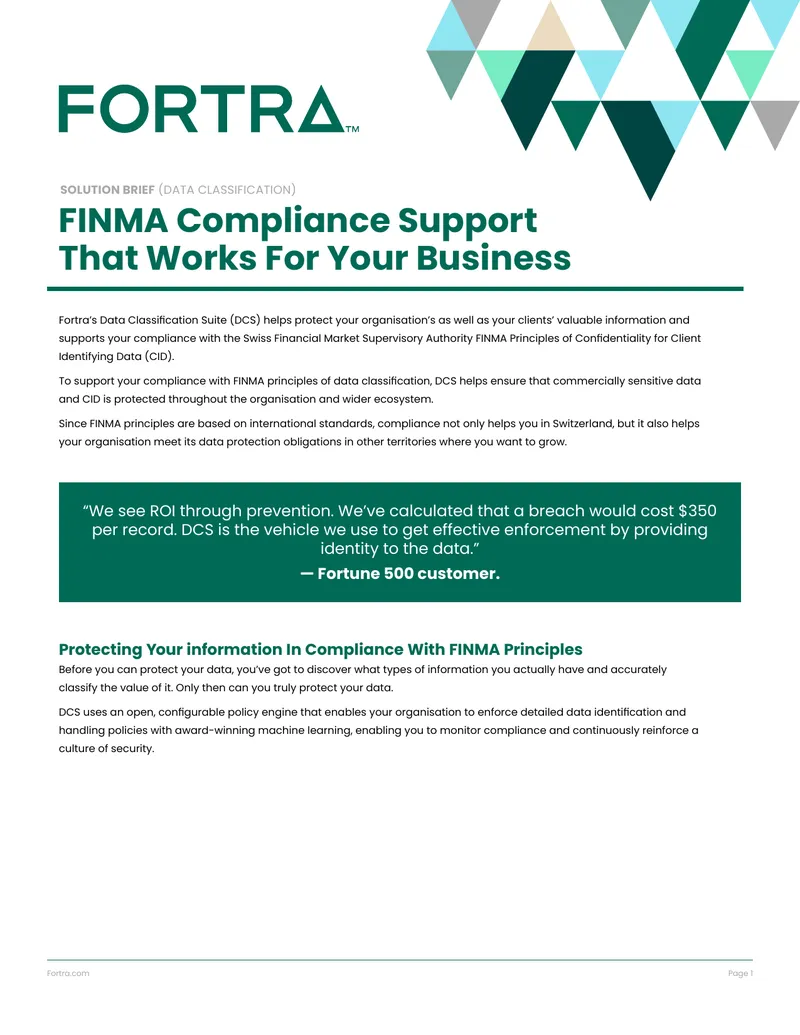 Data Classification Solution Brief for FINMA Compliance