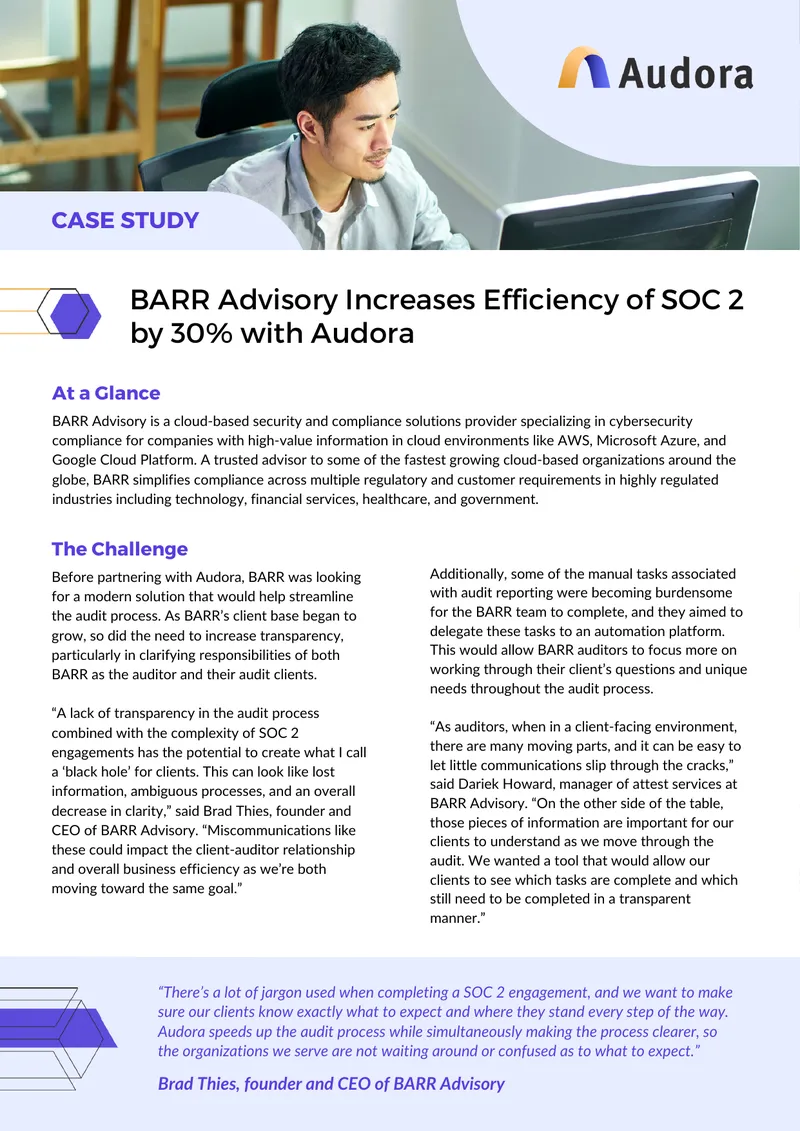 BARR Advisory Audit Efficiency Improvement Case Study