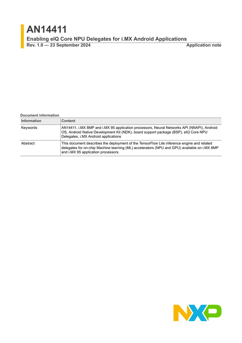 Enabling eIQ Core NPU Delegates for i.MX Android Applications
