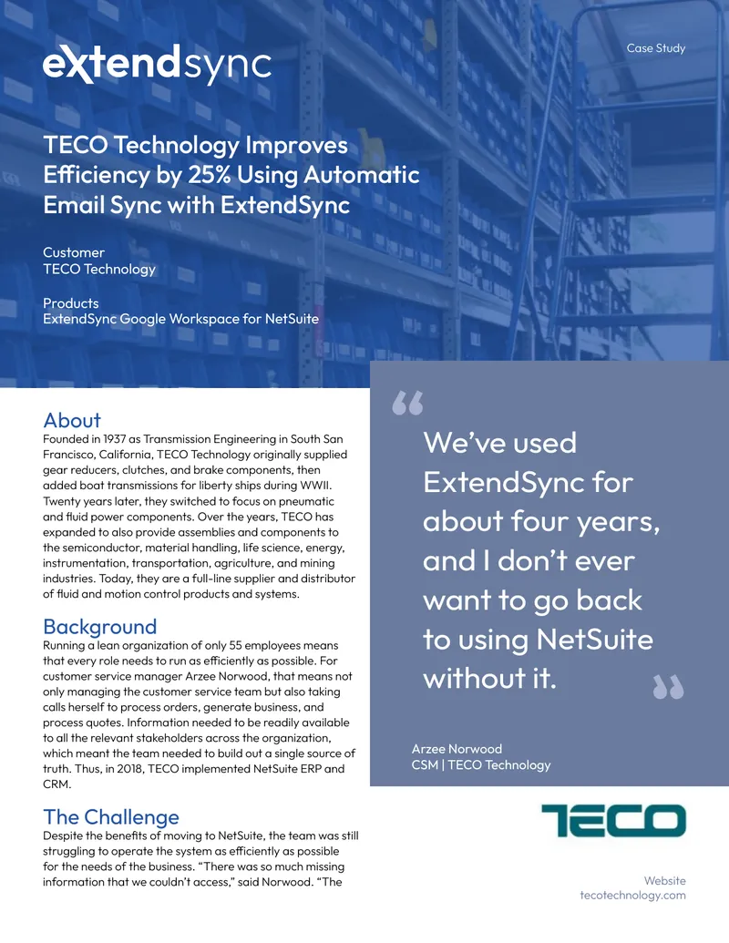 TECO Technology Case Study on ExtendSync Implementation