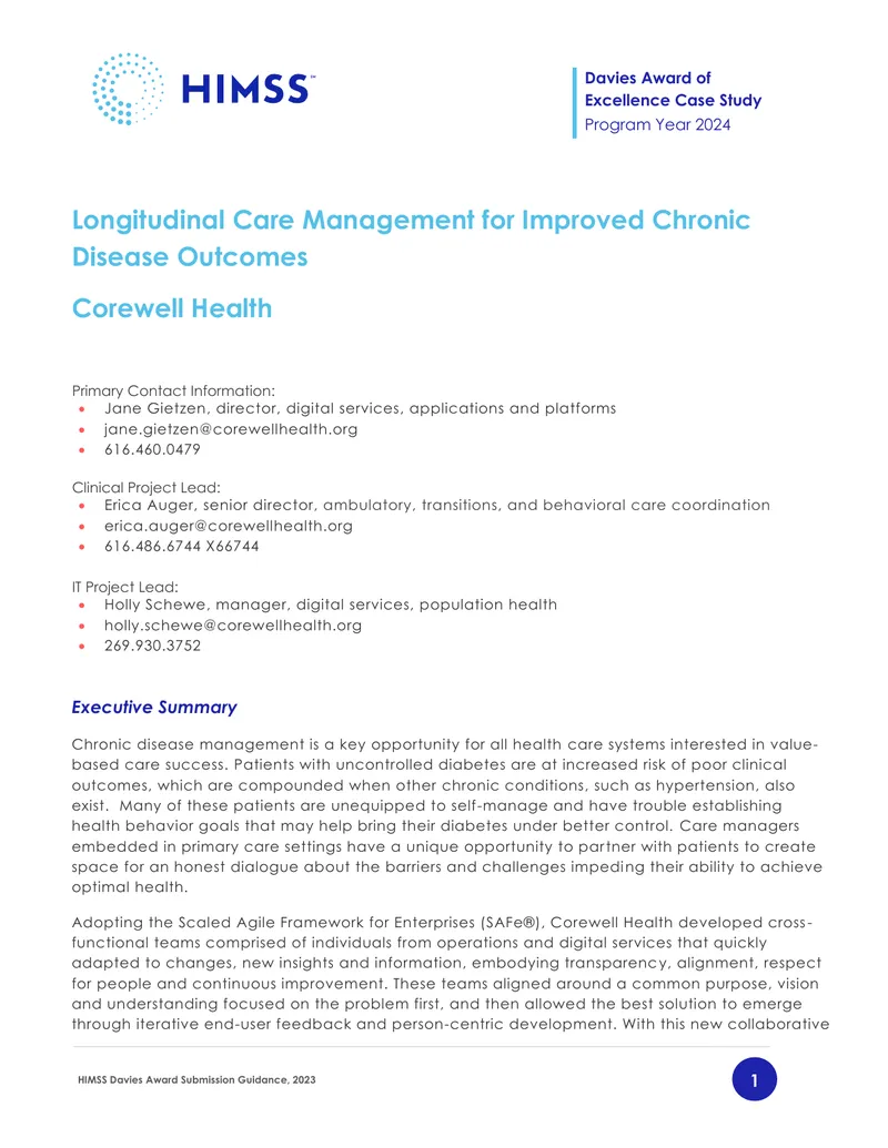 Longitudinal Care Management for Chronic Disease Outcomes