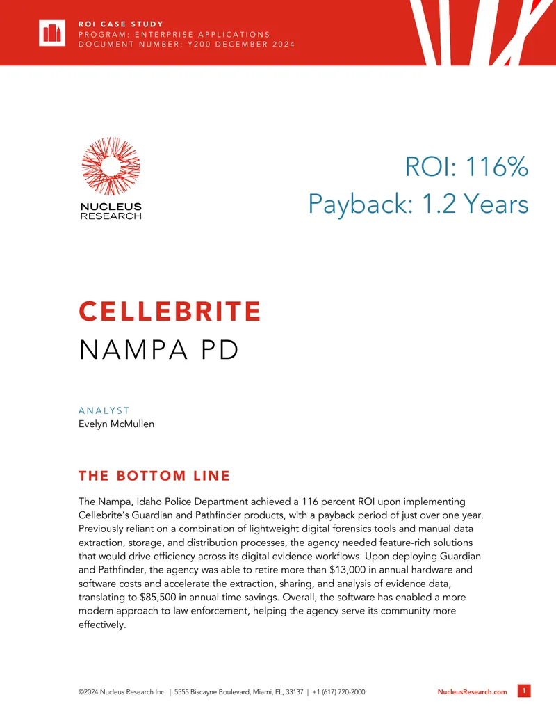 Nampa Police Department Cellebrite ROI Case Study