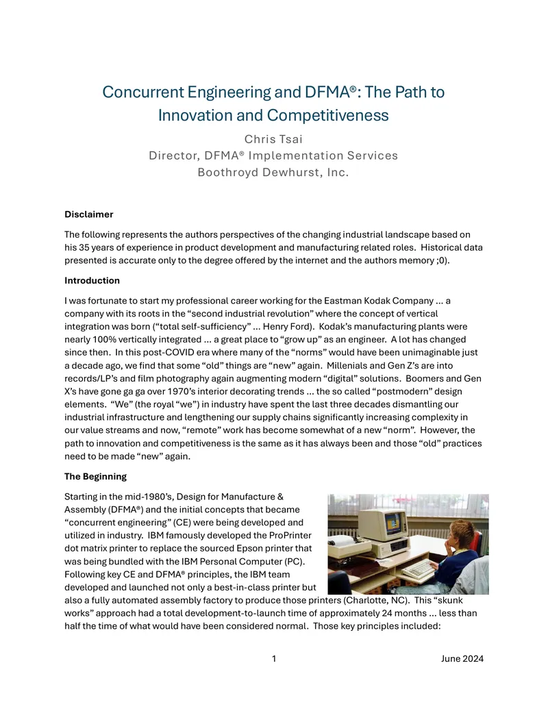 Concurrent Engineering and DFMA Implementation Insights