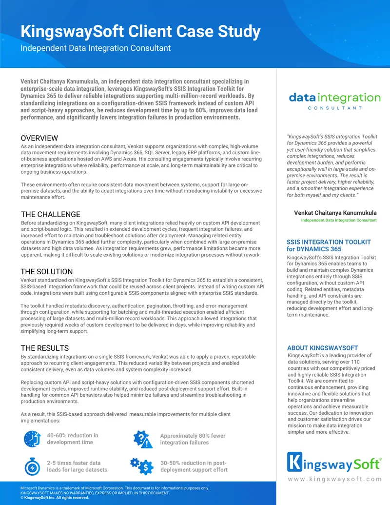 KingswaySoft SSIS Integration Toolkit Case Study