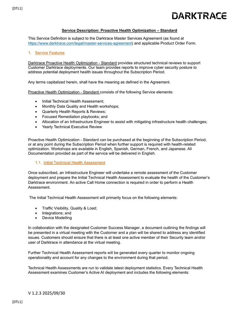 Proactive Health Optimization Service Description