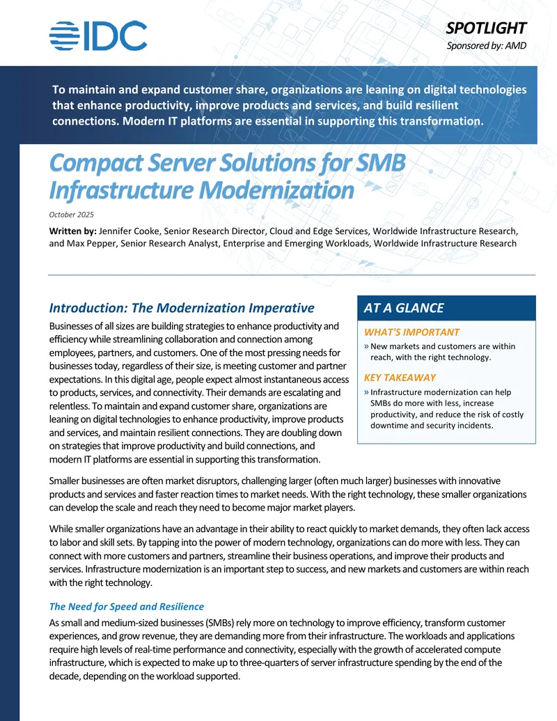 Compact Server Solutions for SMB Infrastructure Modernization