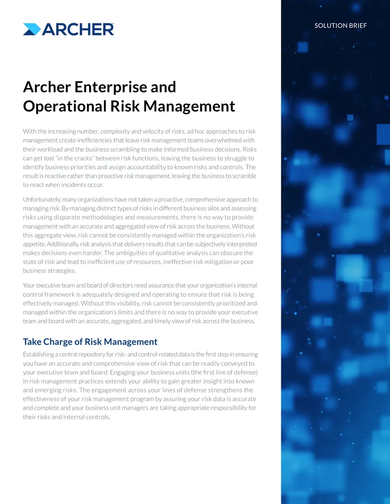 Archer Enterprise and Operational Risk Management Solution Brief