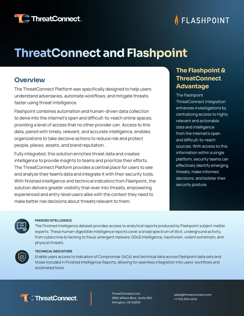 ThreatConnect and Flashpoint Integration Overview