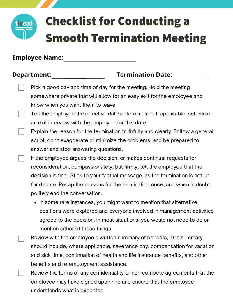 Checklist for Conducting a Smooth Termination Meeting