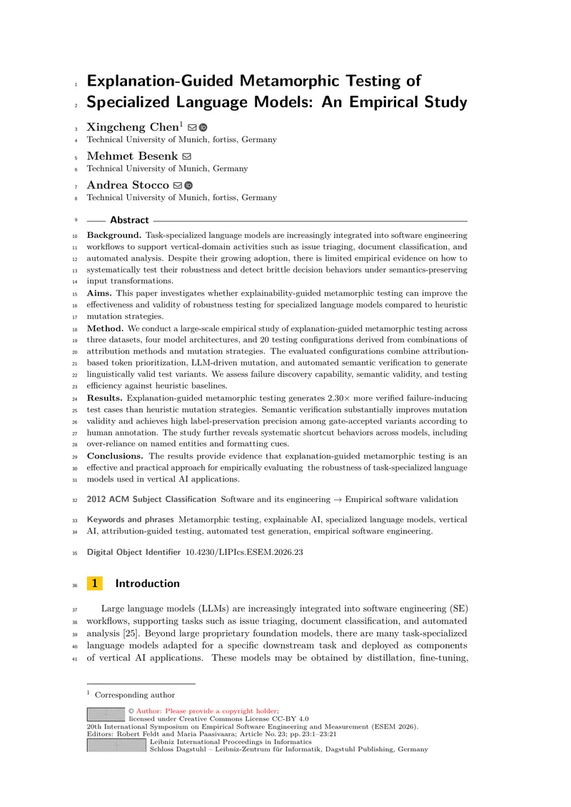 Explanation-Guided Metamorphic Testing of Specialized Language Models