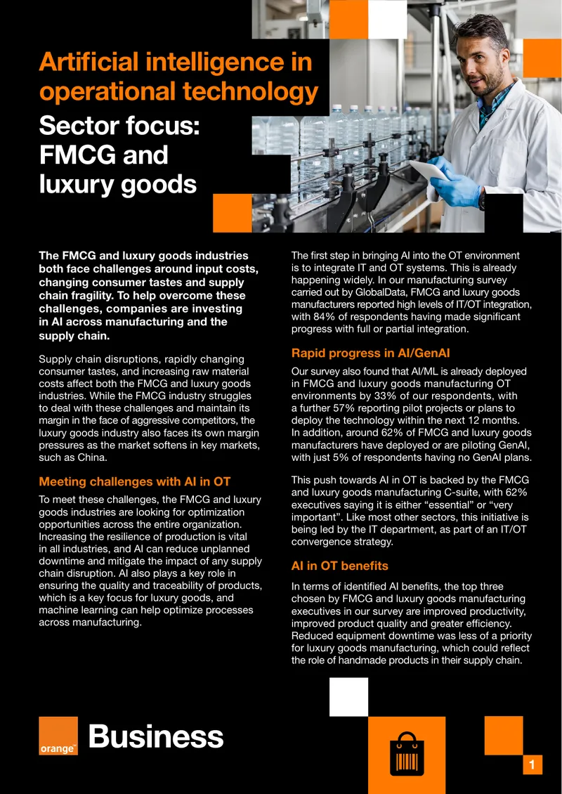 Artificial Intelligence in Operational Technology for FMCG and Luxury Goods preview page 1
