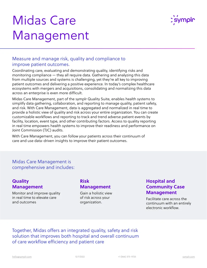 Midas Care Management System Overview