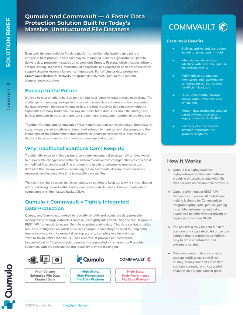 Qumulo and Commvault Data Protection Solution